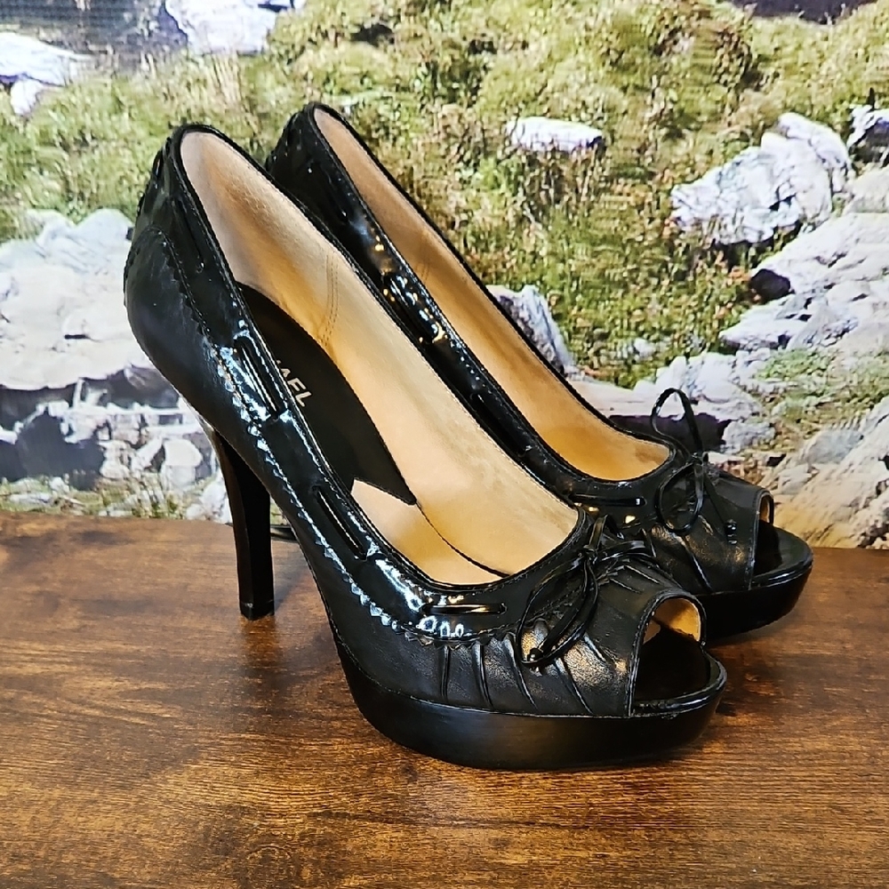 Michael Kors Black Peep-Toe Heels